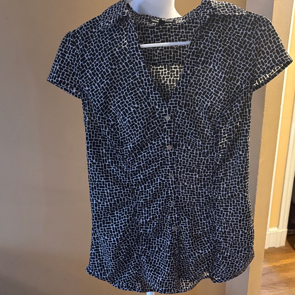 Express Black and White Patterned Blouse